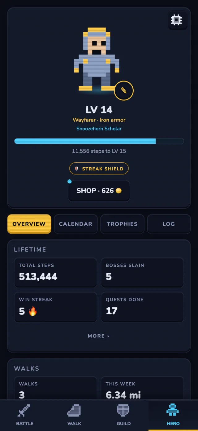 Walk RPG: Hero screen